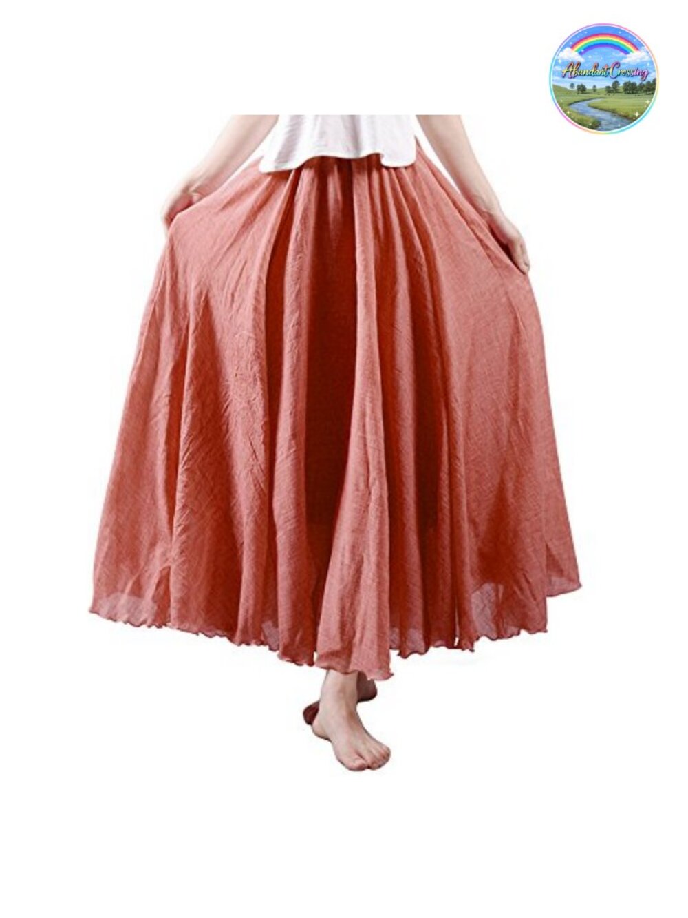 OCHENTA Flowy A-Line Maxi Skirt Long Boho Pullover Casual